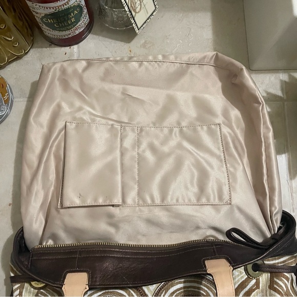 COACH - Audrey op art swirl in cream and brown cloth tote- 17044- EUC - Picture 3 of 10